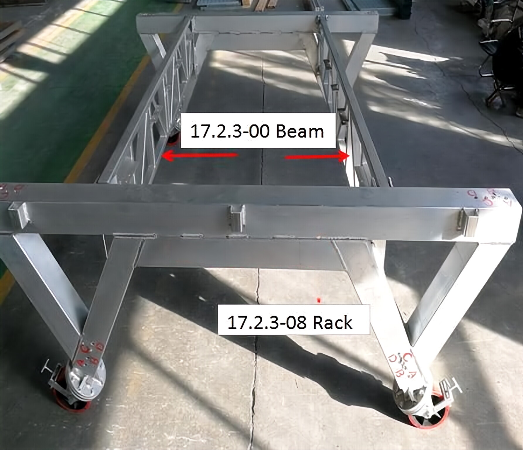 Inclined leg and rack assembly