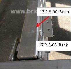 Rack and beam assembly detail