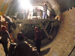 Rotary kiln bricking machine installation on site